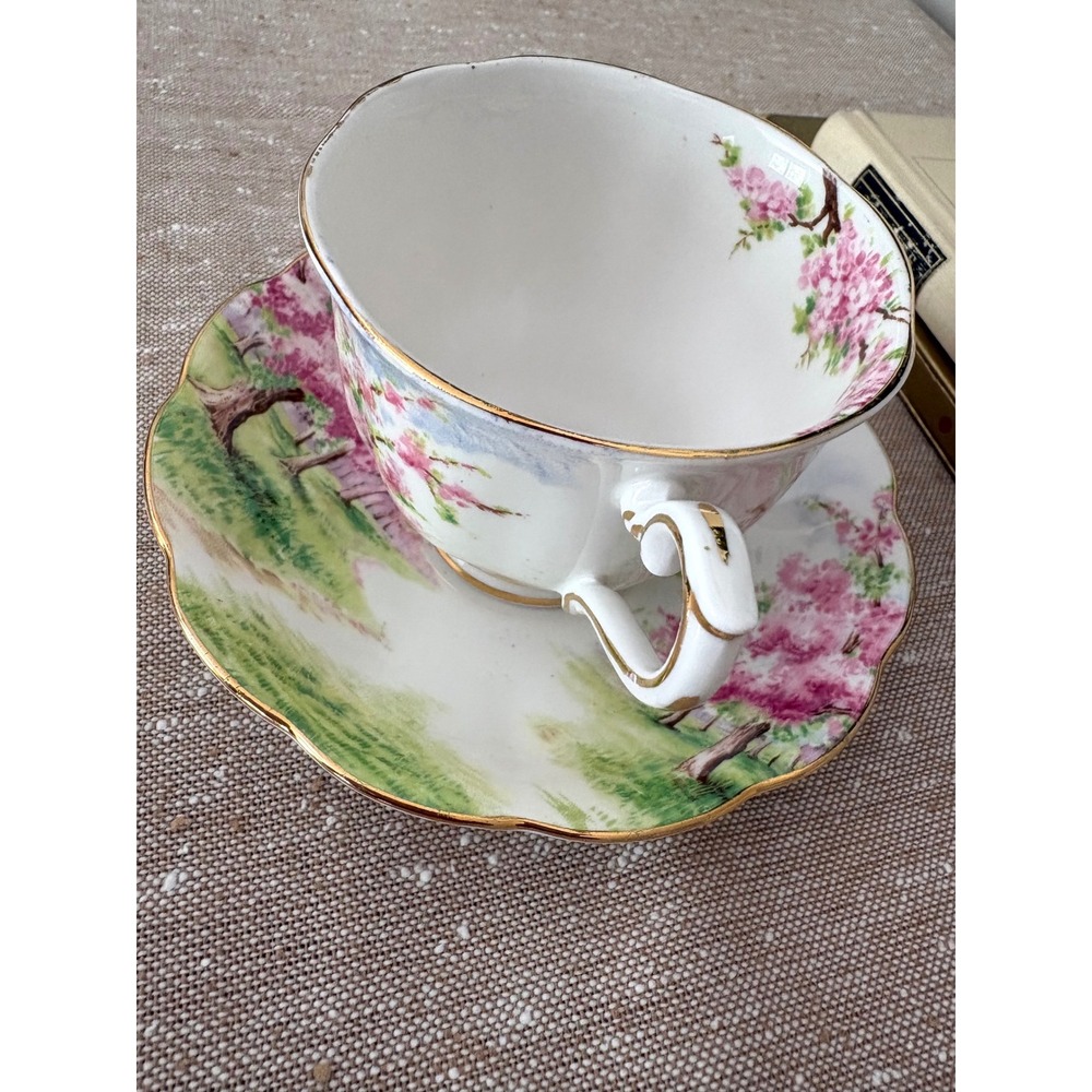 VTG Royal Albert Blossom Time Cherry Blossom Teacup Saucer Set Sakura Porcelain - Picture 14 of 17